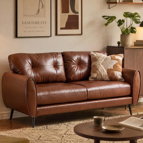 Seater brown leather - leather, sofa