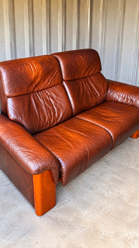 Ekornes brown leather seater - leather, 2-seater