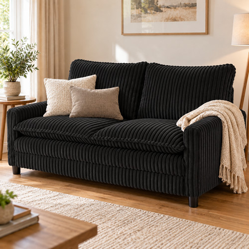 Seater sofa black - sofa, corduroy
