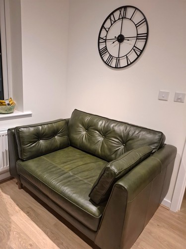 Green leather seater sofa - 2,