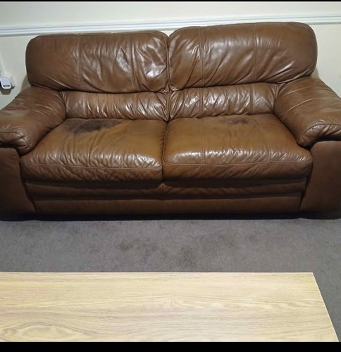 Brown leather seater - 2,
