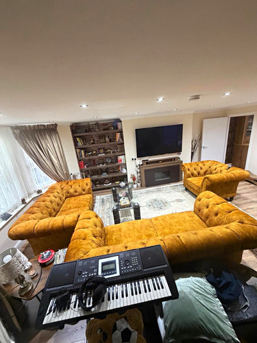 Mustard velvet chesterfield - mustard,