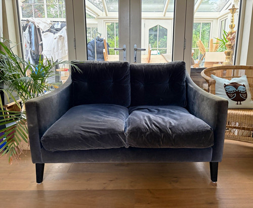 Blue velvet seater sofa - velvet,