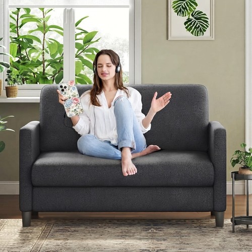 Two seater sofa grey teddy - two,