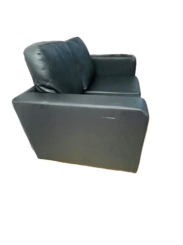 Black leather seater sofa - leather, 2