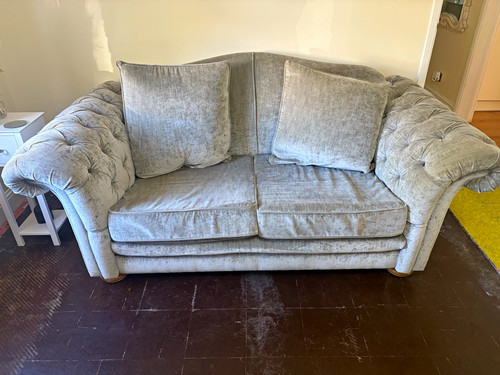 Grey velvet seater sofa - grey,