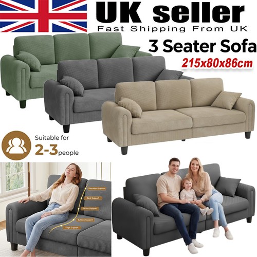 Modern waffle fabric sofa - modern, 3